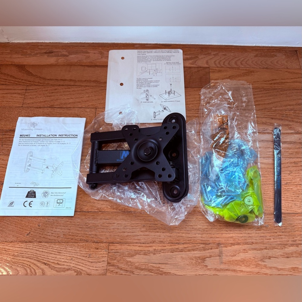 never used Mounting Dream UL Listed Full Motion Monitor Wall Mount TV bracket